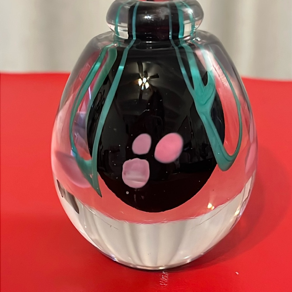 Art Glass Perfume Bottle with Flowers